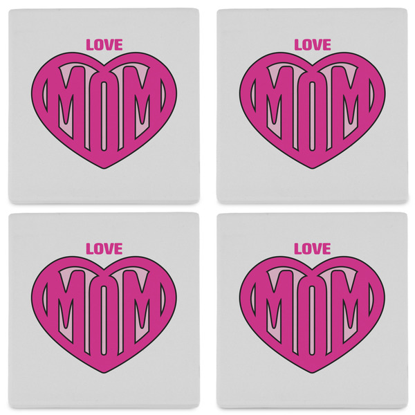 Love You Mom Set of 4 Sandstone Coasters - See All 4 View