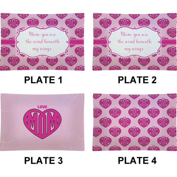 Love You Mom Set of Rectangular Appetizer / Dessert Plates (Approval)