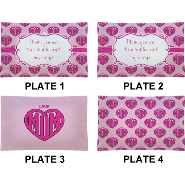 Love You Mom Set of Rectangular Dinner Plates (Approval)