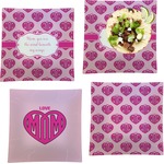 Love You Mom Set of 4 Glass Square Lunch / Dinner Plate 9.5"