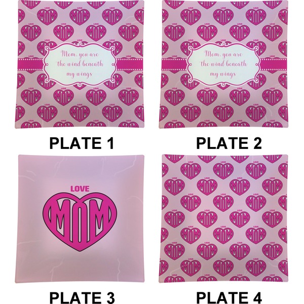 Love You Mom Set of Square Dinner Plates (Approval)