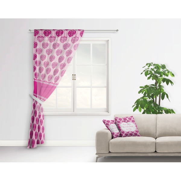 Love You Mom Sheer Curtain With Window and Rod - in Room Matching Pillow