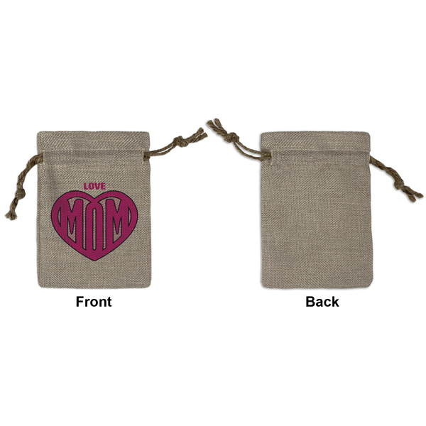 Love You Mom Small Burlap Gift Bag - Front Approval