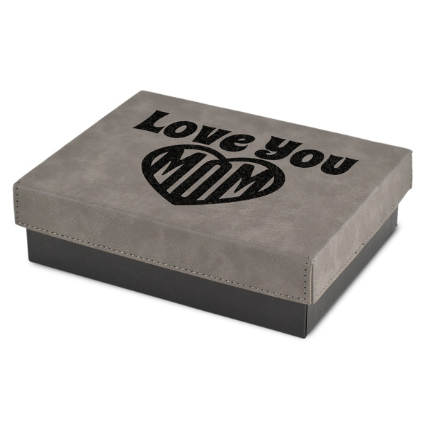 Custom Love You Mom Small Gift Box w/ Engraved Leather Lid