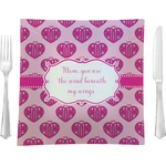 Love You Mom 9.5" Glass Square Lunch / Dinner Plate- Single or Set of 4