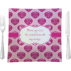 Love You Mom 9.5" Glass Square Lunch / Dinner Plate- Single or Set of 4