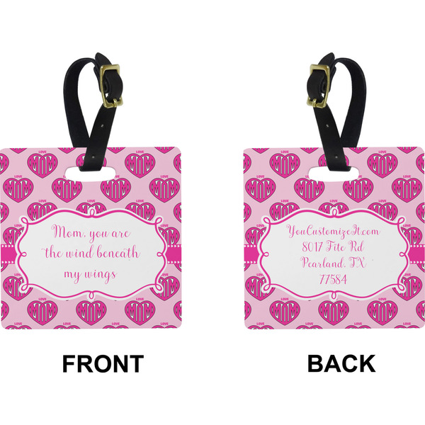 Love You Mom Square Luggage Tag (Front + Back)