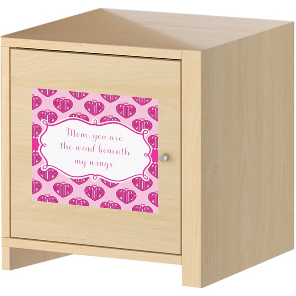 Love You Mom Square Wall Decal on Wooden Cabinet