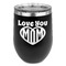 Love You Mom Stainless Wine Tumblers - Black - Double Sided - Front
