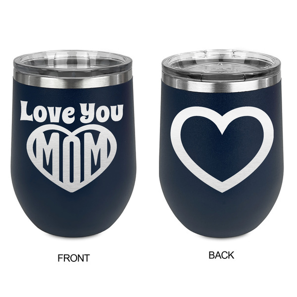 Love You Mom Stainless Wine Tumblers - Navy - Double Sided - Approval