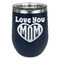 Love You Mom Stemless Stainless Steel Wine Tumbler - Navy - Double Sided