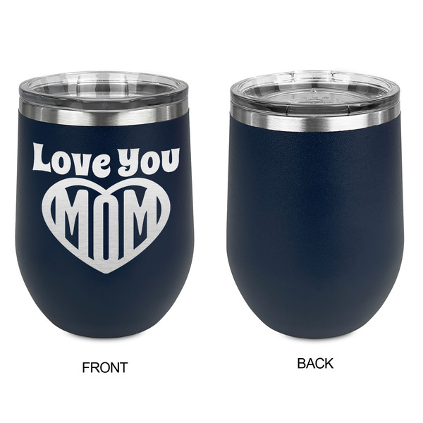 Love You Mom Stainless Wine Tumblers - Navy - Single Sided - Approval