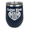 Love You Mom Stainless Wine Tumblers - Navy - Single Sided - Front