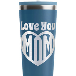 Love You Mom RTIC Everyday Tumbler with Straw - 28oz - Steel Blue - Double-Sided