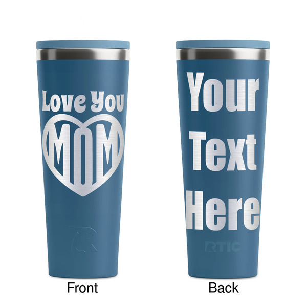 Love You Mom Steel Blue RTIC Everyday Tumbler - 28 oz. - Front and Back