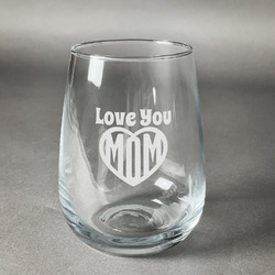 Love You Mom Stemless Wine Glass - Engraved