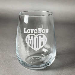 Love You Mom Stemless Wine Glass - Engraved