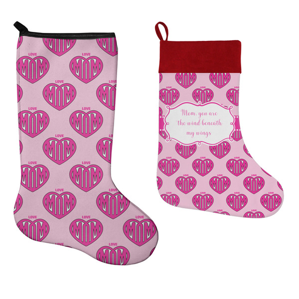 Love You Mom Stockings - Side by Side compare