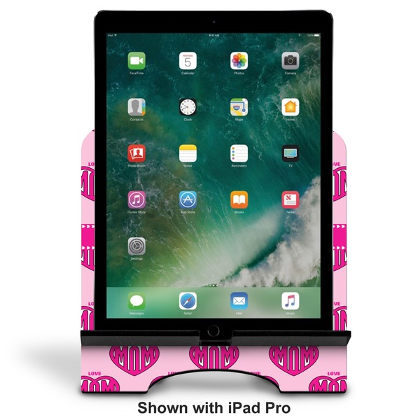 Love You Mom Stylized Tablet Stand - Front with ipad