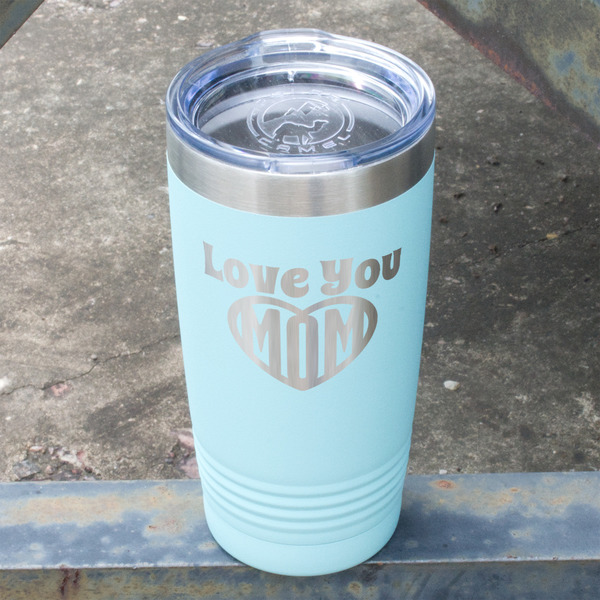 Love You Mom Teal Polar Camel Tumbler - 20oz - Angled