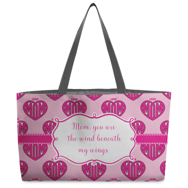 Custom Love You Mom Beach Totes Bag - w/ Black Handles