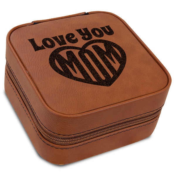 Custom Love You Mom Travel Jewelry Box - Leather