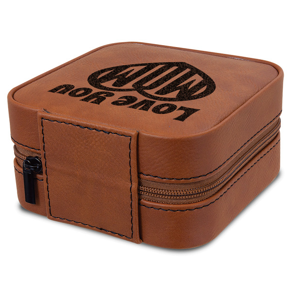 Love You Mom Travel Jewelry Boxes - Leatherette - Rawhide - View from Rear