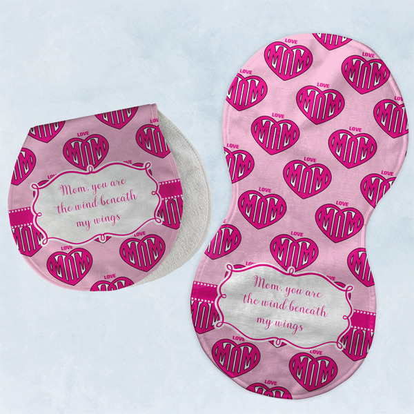 Custom Love You Mom Burp Pads - Velour - Set of 2