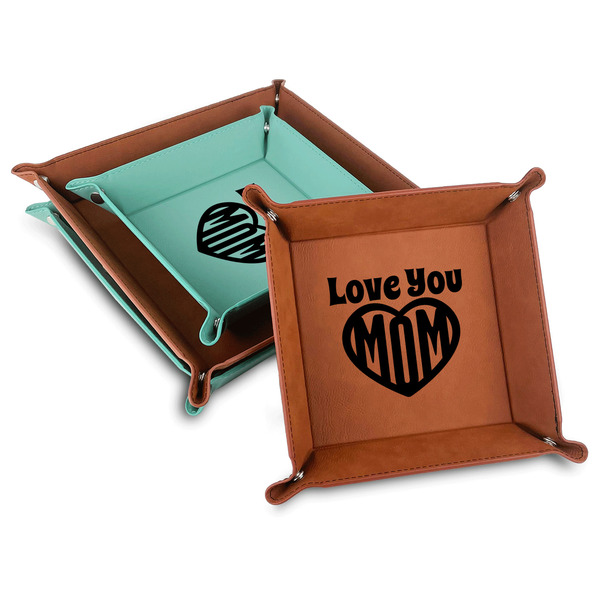Custom Love You Mom Faux Leather Valet Tray