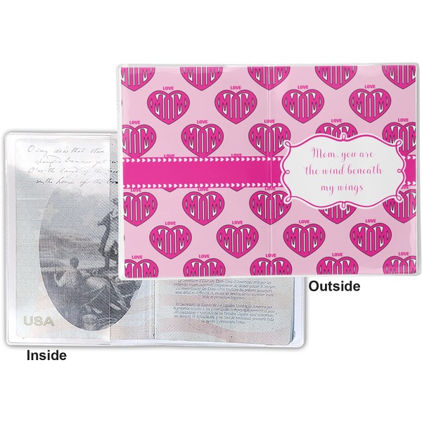 Love You Mom Vinyl Passport Holder - Flat Front and Back