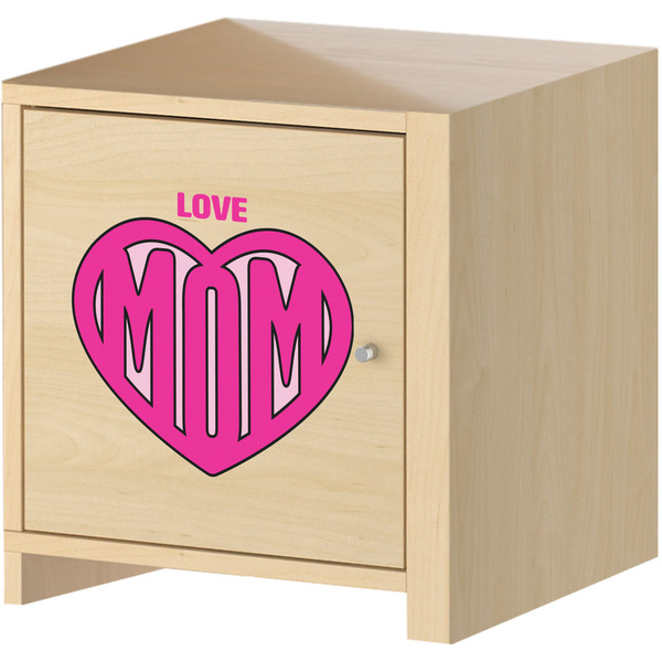 Love You Mom Wall Graphic on Wooden Cabinet
