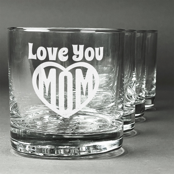 Custom Love You Mom Whiskey Glasses (Set of 4)