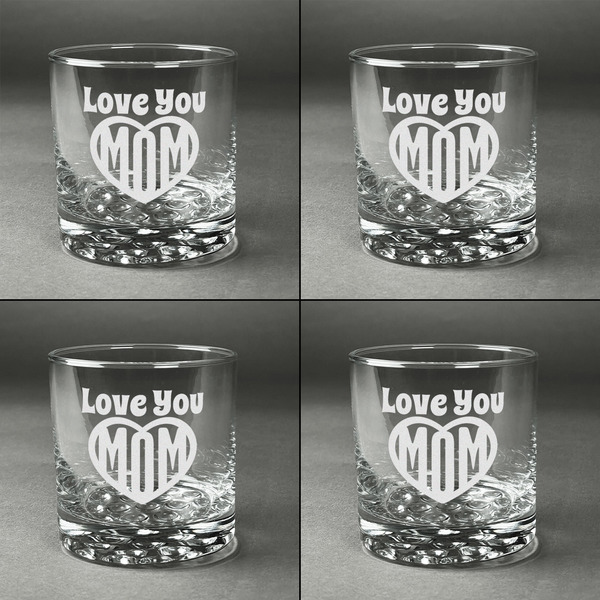 Love You Mom Whiskey Glasses - Set of 4 all Engraved