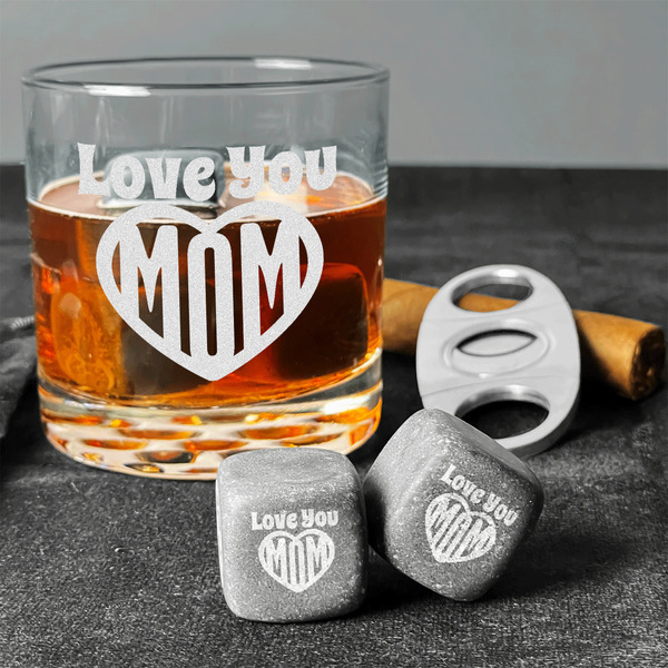 Love You Mom Whiskey Stones - Set of 9 - In Context