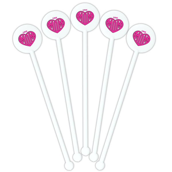 Love You Mom White Plastic 5.5" Stir Stick - Fan View