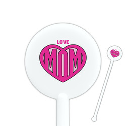 Love You Mom 5.5" Round Plastic Stir Sticks - White - Single Sided