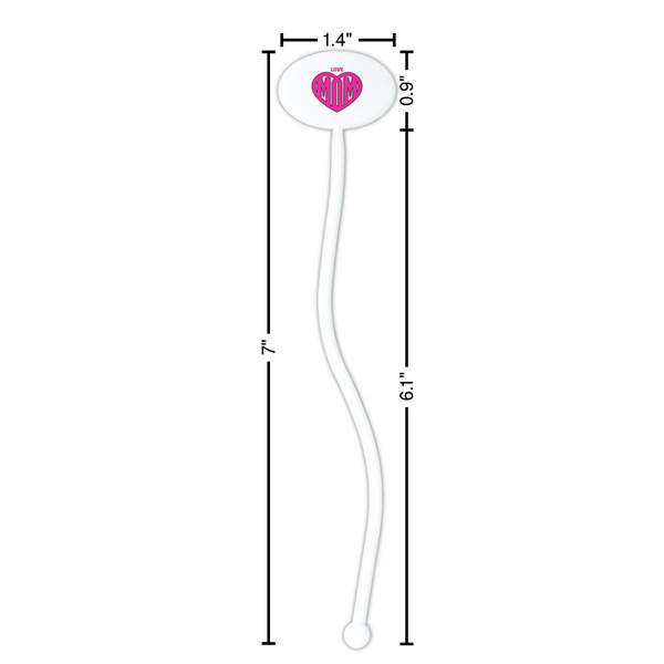 Love You Mom White Plastic 7" Stir Stick - Oval - Dimensions