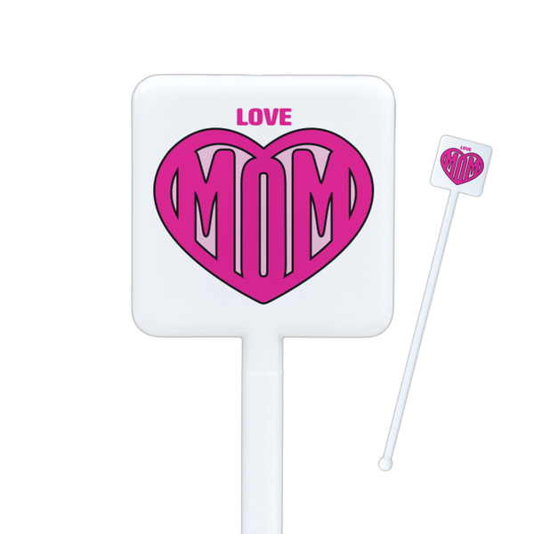 Custom Love You Mom Square Plastic Stir Sticks