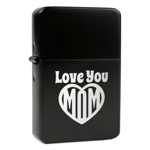 Custom Love You Mom Windproof Lighter - Black - Double Sided