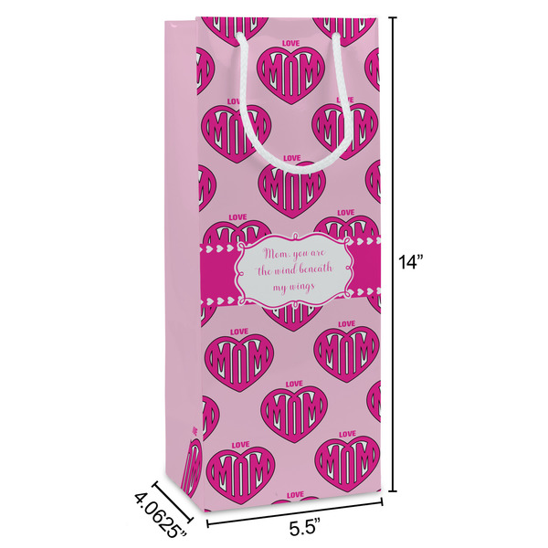 Love You Mom Wine Gift Bag - Dimensions