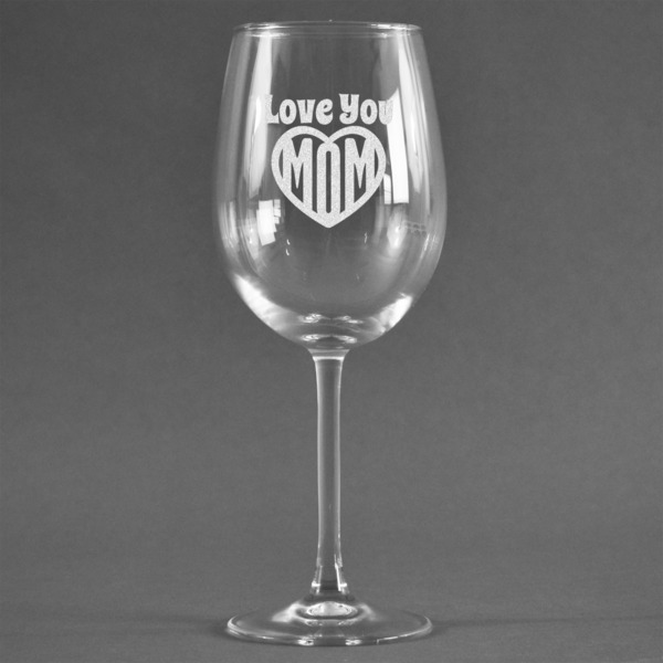 Custom Love You Mom Wine Glass (Single)