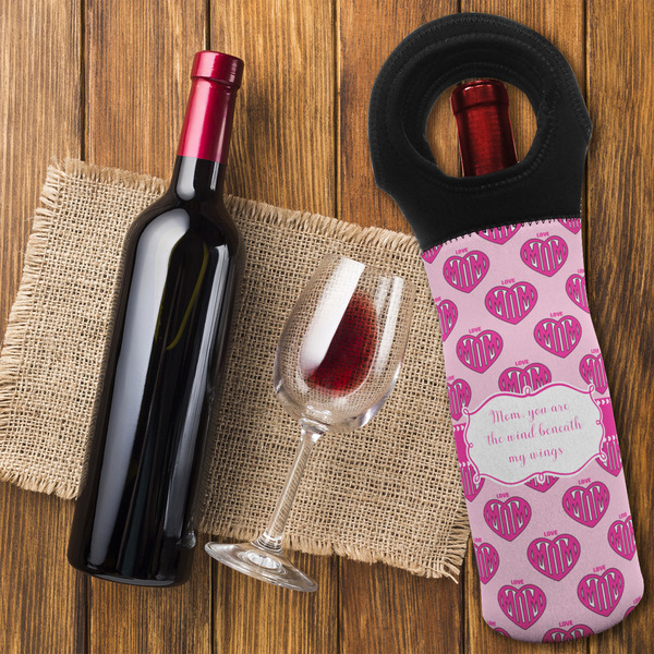 Love You Mom Wine Tote Bag - FLATLAY