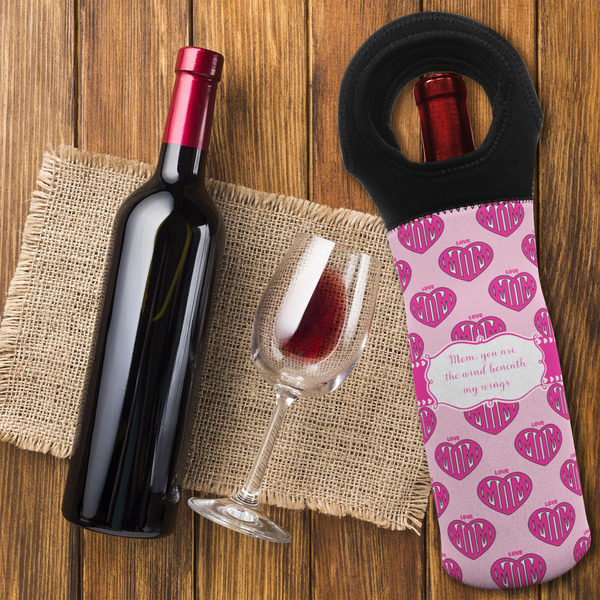 Love You Mom Wine Tote Bag - FLATLAY