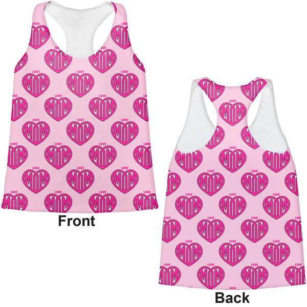 Love You Mom Womens Racerback Tank Tops - Medium - Front and Back
