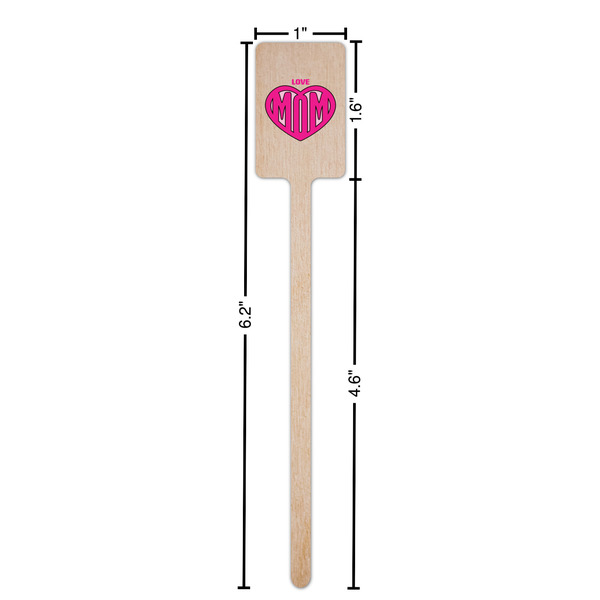 Love You Mom Wooden 6.25" Stir Stick - Rectangular - Dimensions