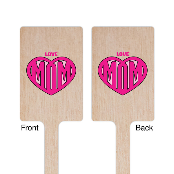 Love You Mom Wooden 6.25" Stir Stick - Rectangular - Double Sided - Front & Back