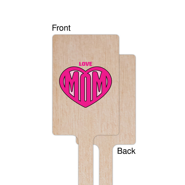 Love You Mom Wooden 6.25" Stir Stick - Rectangular - Single - Front & Back
