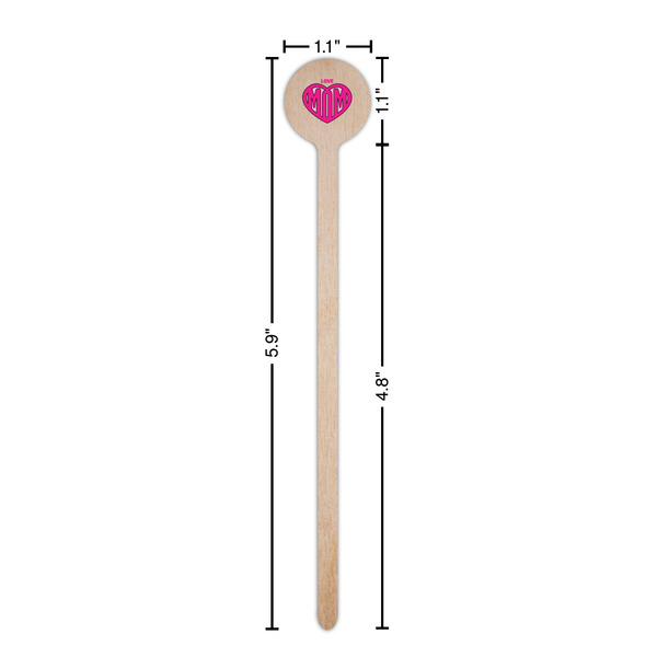 Love You Mom Wooden 6" Stir Stick - Round - Dimensions