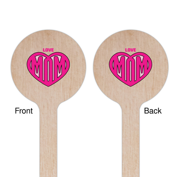Love You Mom Wooden 6" Stir Stick - Round - Double Sided - Front & Back