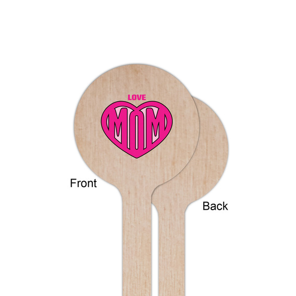 Love You Mom Wooden 6" Stir Stick - Round - Single Sided - Front & Back